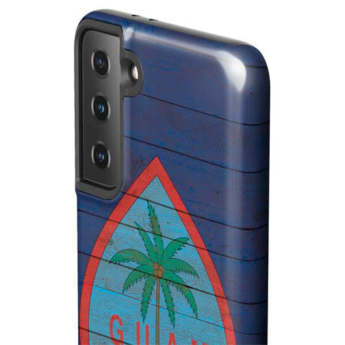 Guam Flag Dark Wood Galaxy S21 FE Pro Case